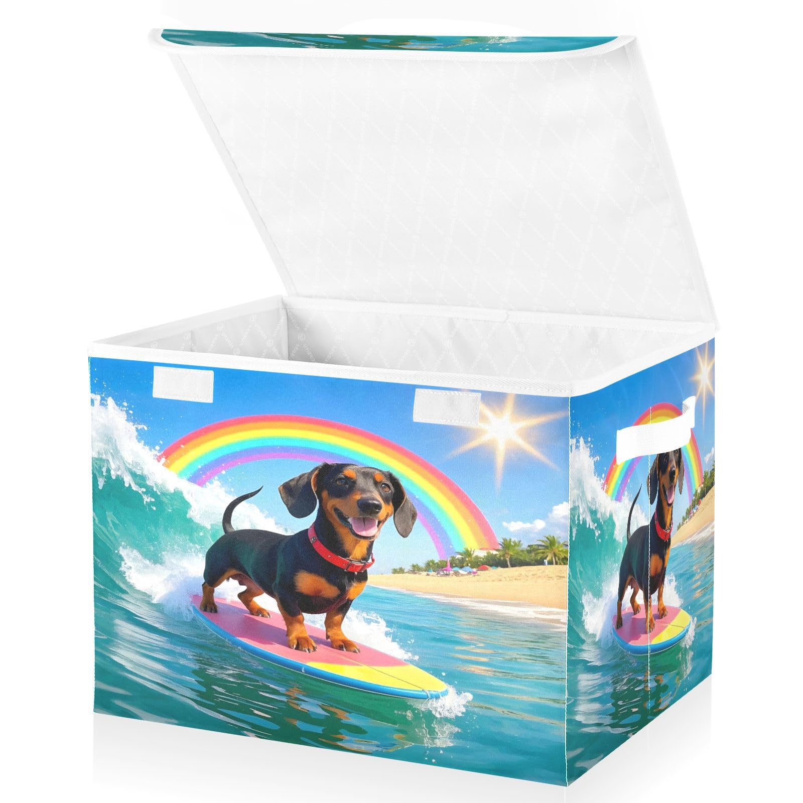 Amazon.com: WEIYEKO Dachshund Dog Surfing Ocean Wave Storage